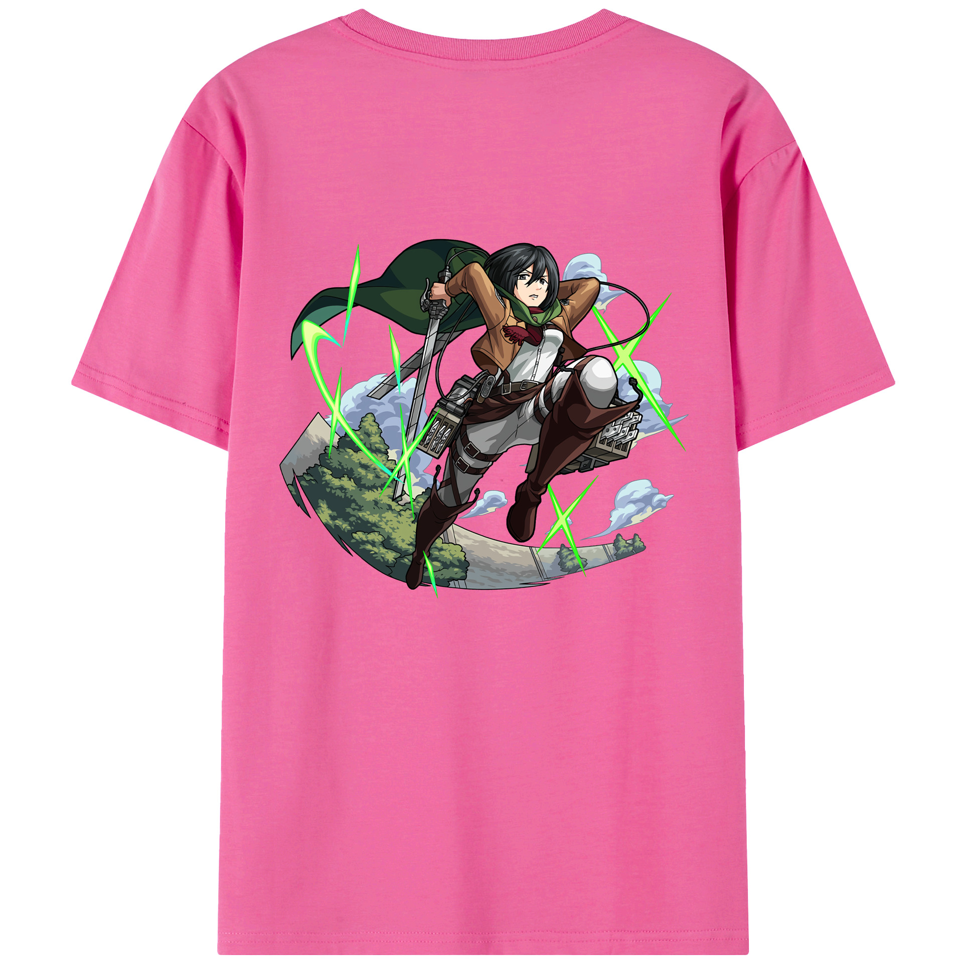 （画像用） 進撃の巨人 ミカサ·アッカーマン Attack on Titan Mikasa Ackerman レディース半袖Tシャツ(バックプリント)